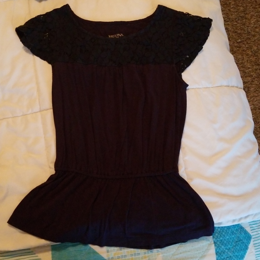 Navy Blue Peplum Top